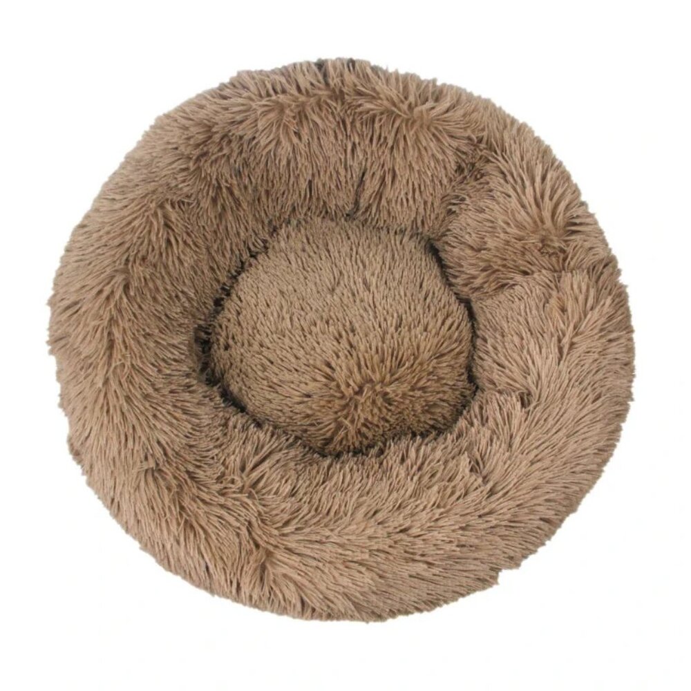 Fluffy Calming Cat Dog Khaki Donut Bed Medium New With Tags